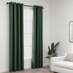 Linase v&auml;limusega pimendavad kardinad 2 tk roheline 140x225 cm