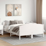 Voodiraam ilma madratsita, valge, 150 x 200 cm, m&auml;nnipuit