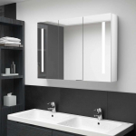Led vannitoa peegelkapp, 89 x 14 x 62 cm, s&auml;ravvalge