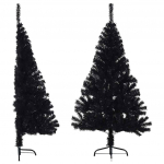Poolik kunstkuusk alusega, must, 150 cm, pvc