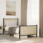 Metallist voodiraam ilma madratsita sonoma tamm 90x190 cm
