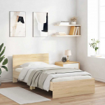 Voodiraam peatsiga, sonoma tamm, 100 x 200 cm, tehispuit