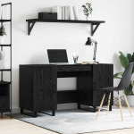 Laud riiuliga uksega must tamm 140 x 50 x 75 cm tehispuit