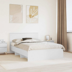 Voodi raam peaga valge 140 x 200 cm tehispuit