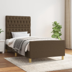 Voodiraam ilma madratsita tumepruun 100x200 cm kangas