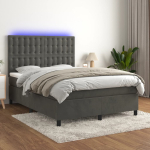 Kontinentaalvoodi madrats ja led, tumehall, 140x200 cm, samet
