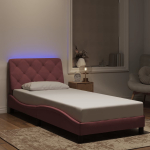 Voodiraam led-iga ilma madratsita, roosa, 90x200 cm, samet