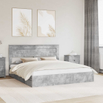 Laos voodi sahtliga peaga betoonhall 200 x 200 cm tehispuit