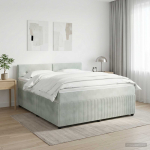 Vedruvoodi madratsiga peaga helehall 140 x 200 cm samet