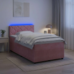 Vedruvoodi madratsiga led-ribadega roosa 120 x 190 cm samet