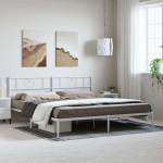 Metallist voodiraam peatsiga, valge, 193x203 cm