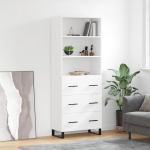 K&otilde;rge kapp, valge, 69,5 x 34 x 180 cm, tehispuit