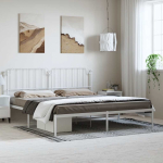 Metallist voodiraam peatsiga, valge, 193x203 cm