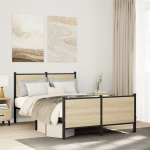 Metallist voodiraam ilma madratsita sonoma tamm 120x190 cm