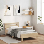 Voodiraam peatsiga, sonoma tamm, 100 x 200 cm, tehispuit