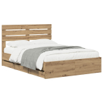 Bed frame with storage and headboard artisan oak 160 x 200 cm