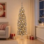 Kitsas kunstkuusk koos j&otilde;ulukuulidega 180 cm 300 led-i