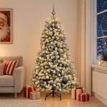 Tehisj&otilde;ulukuusk koos kaunistustega 210 cm 300 led-i soe valge