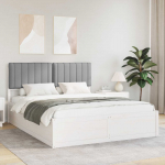 Voodiraam pehme peatoega peaga helehall 150 x 200 cm tahke m&auml;nd