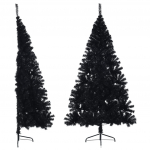 Poolik kunstkuusk alusega, must, 180 cm, pvc