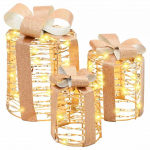 Kingituse karp dekoratsioon 3 pcs soe valge 20 x 20 x 20 cm pet
