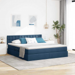 Voodi hoiukohaga ja madratsiga sinine 180 x 200 cm tehispuit