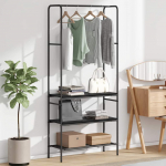 Riidepuu koos riiulitega must tamm 77 x 30 x 171 cm tehispuit