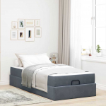 Voodi raam madratsiga ladustamisega tumehall 100 x 200 cm samet