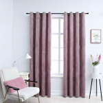Pimendavad kardinad r&otilde;ngastega 2 tk samet antiikroosa 140x225cm