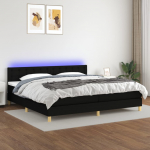 Kontinentaalvoodi madrats ja led, must, 200x200 cm, kangas