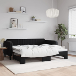Diivanvoodi v&auml;ljat&otilde;mmatava osaga, must, 90x200 cm, samet