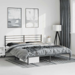Metallist voodiraam peatsiga, must, 183x213 cm