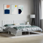 Metallist voodiraam peatsiga, valge, 200x200 cm