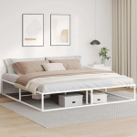 Voodiraam ilma madratsita valge 200x200 cm metallist