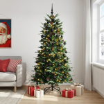 Kunstkuusk koos j&otilde;ulukuuliga 180 cm 300 led-i soe valge