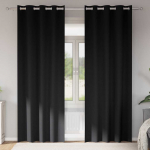 Kardinad r&otilde;ngastega 2 pcs must 260 x 140 cm pol&uuml;ester