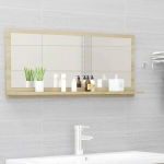 Vannitoa peegel, valge, sonoma tamm, 90 x 10,5 x 37 cm, puitlaastplaat