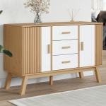 Puhvetkapp "olden", valge ja pruun, 114x43x73,5 cm, m&auml;nnipuit