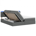 Led-iga voodiraam koos madratsiga tumehall 200 x 200 cm kangas