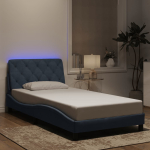 Voodiraam led-iga ilma madratsita, tumehall, 100x200 cm, samet