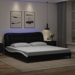 Voodiraam led-iga ilma madratsita hvar, must ja valge, 180 x 200 cm