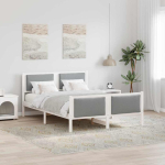 Voodi raam peaga helehall 160 x 200 cm kangas