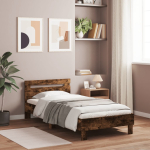 Peatsiga voodiraam ilma madratsita suitsutatud tamm 100x200 cm