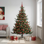 Kunstkuusk koos j&otilde;ulukuuliga 180 cm 300 led-i soe valge