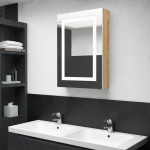 Led vannitoa peegelkapp, valge ja tamm, 50 x 13 x 70 cm