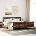 Metallist voodiraam ilma madratsita suitsutatud tamm 183x213 cm