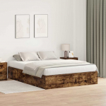 Voodi hoiukohaga raam suitsetatud tamm 135 x 190 cm tehispuit