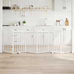 Kokkupandav koerav&auml;rav uksega, 6 paneeli, valge 300cm, nulupuit