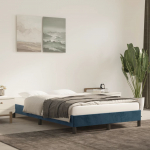 Voodiraam ilma madratsiga tumesinine 120x190 cm samet