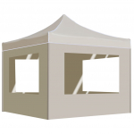 Kokkupandav peotelk seintega, alumiinium, 3 x 3 m, kreemjas